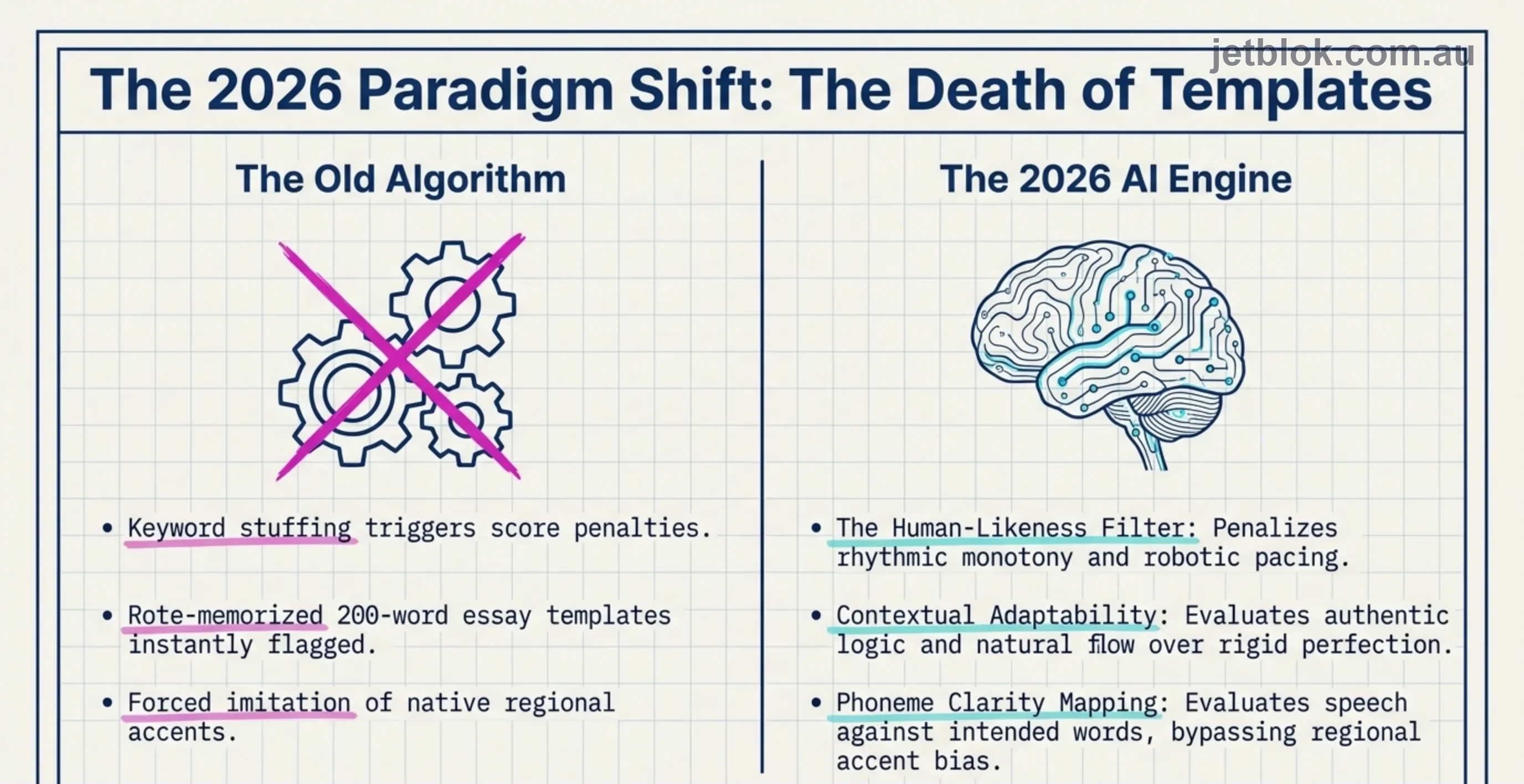 The 2026 paradigm shift — death of templates, old algorithm vs 2026 AI engine